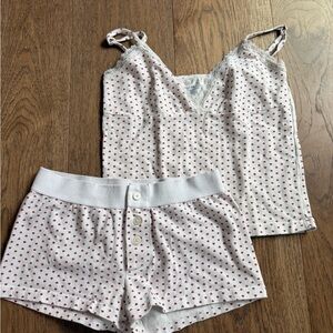 Brandy Melville Red Heart Print Sleepwear Set